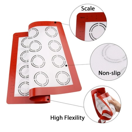Non-Stick Silicone Baking Mat Cookie Half Sheet Size Macarons Large /& Thick 16 1//2 x 11 5//8